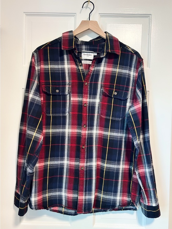 Goodfellow & Co Other - Men’s Goodfellow & Co Plaid Flannel Button Down Shirt - Navy Maroon - Size L